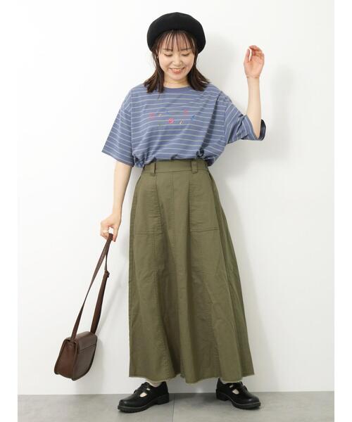 ehka sopo（エヘカソポ）の「ボーダー刺繍Tシャツ（Tシャツ/カットソー・レディース・キナリ/チャコールグレー/ブルー/オフホワイト・F）」の15枚目の写真