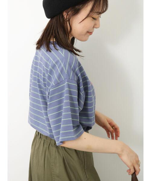 ehka sopo（エヘカソポ）の「ボーダー刺繍Tシャツ（Tシャツ/カットソー・レディース・キナリ/チャコールグレー/ブルー/オフホワイト・F）」の16枚目の写真