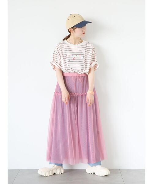 【お取り置き】エヘカソポ 刺繍ステッチ ボーダー Tシャツ ehka sopo（エヘカソポ）の「ボーダー刺繍Tシャツ（Tシャツ