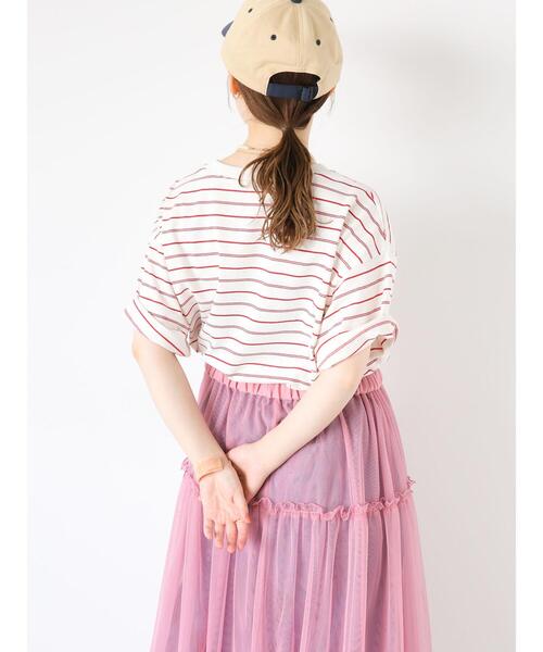 ehka sopo（エヘカソポ）の「ボーダー刺繍Tシャツ（Tシャツ/カットソー・レディース・キナリ/チャコールグレー/ブルー/オフホワイト・F）」の20枚目の写真