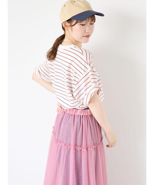 ehka sopo（エヘカソポ）の「ボーダー刺繍Tシャツ（Tシャツ/カットソー・レディース・キナリ/チャコールグレー/ブルー/オフホワイト・F）」の21枚目の写真