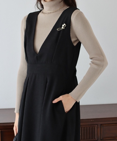 BLUEEAST(ブルーイースト)の「コットン&ツイードフレアジャンスカ(ジャンパースカート・レディース・ベージュ/ブラック/ブラックミックス/オフホワイト/ベージュ系/ネイビー系・MEDIUM)」の7枚目の写真