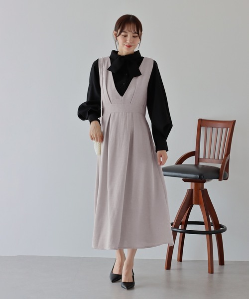 BLUEEAST(ブルーイースト)の「コットン&ツイードフレアジャンスカ(ジャンパースカート・レディース・ベージュ/ブラック/ブラックミックス/オフホワイト/ベージュ系/ネイビー系・MEDIUM)」の10枚目の写真