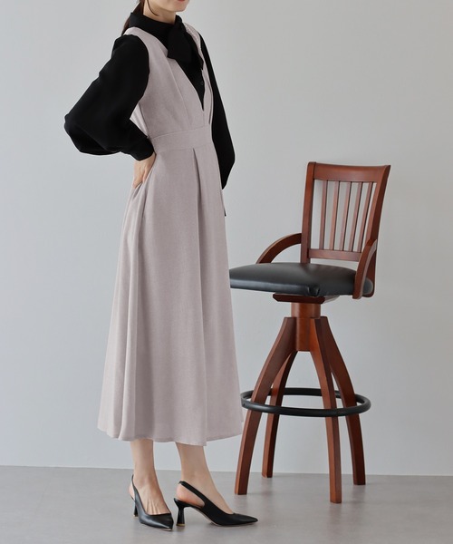 BLUEEAST(ブルーイースト)の「コットン&ツイードフレアジャンスカ(ジャンパースカート・レディース・ベージュ/ブラック/ブラックミックス/オフホワイト/ベージュ系/ネイビー系・MEDIUM)」の11枚目の写真