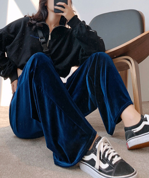 c.u.l（シーユーエル）の「ベロアパンツ culw553（その他パンツ・レディース・ブラック/ブルー・L/M/XL）」の2枚目の写真