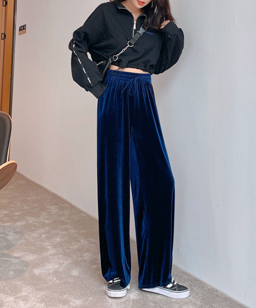 c.u.l（シーユーエル）の「ベロアパンツ culw553（その他パンツ・レディース・ブラック/ブルー・L/M/XL）」の4枚目の写真