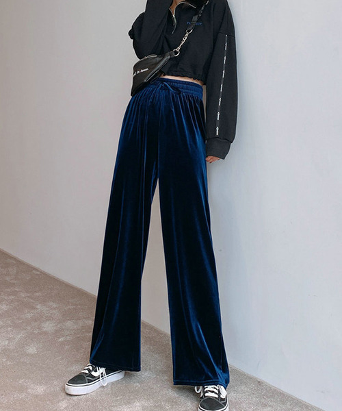 c.u.l（シーユーエル）の「ベロアパンツ culw553（その他パンツ・レディース・ブラック/ブルー・L/M/XL）」の5枚目の写真