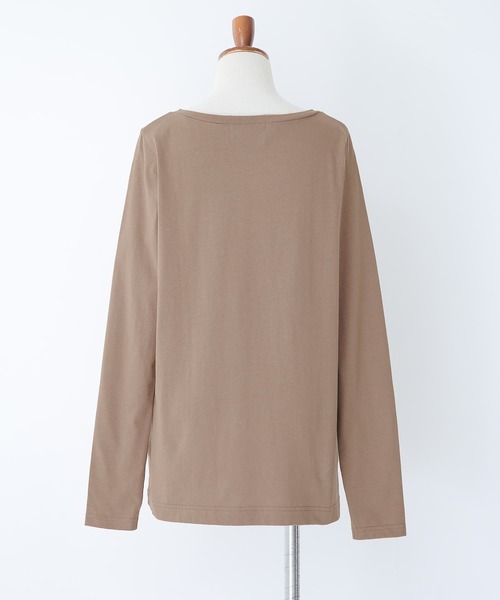 n'OrLABEL（ノアールレーベル）の「『シンプルVネックロンT』（Tシャツ/カットソー・レディース・グレイッシュベージュ/ブルーグリーン/ブラック/グレイッシュブルー/ホワイト/ラベンダー/モカ/ダークグレー・M/L/LL）」の11枚目の写真