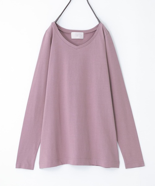 n'OrLABEL（ノアールレーベル）の「『シンプルVネックロンT』（Tシャツ/カットソー・レディース・グレイッシュベージュ/ブルーグリーン/ブラック/グレイッシュブルー/ホワイト/ラベンダー/モカ/ダークグレー・M/L/LL）」の16枚目の写真