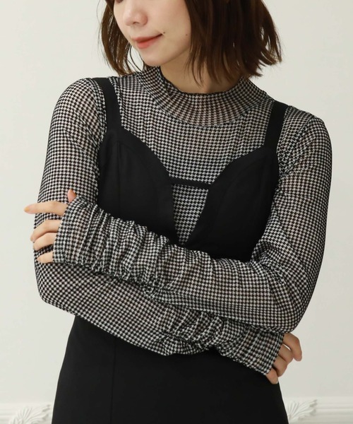 archives(アルシーヴ)の「H/N千鳥フロッキーチュールTOPS(Tシャツ/カットソー・レディース・オフホワイト/ブラック/ホワイト・MEDIUM)」の4枚目の写真