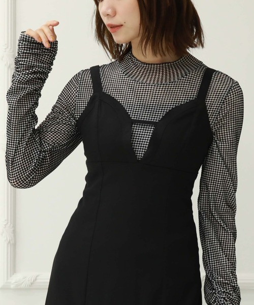archives(アルシーヴ)の「H/N千鳥フロッキーチュールTOPS(Tシャツ/カットソー・レディース・オフホワイト/ブラック/ホワイト・MEDIUM)」の5枚目の写真