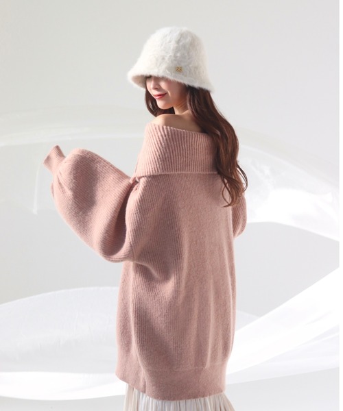 mellowneon（メロウネオン）の「2wayジッパーボリュームニット（ニット/セーター・レディース・ブルー/ピンク/アイボリー・FREE）」の4枚目の写真