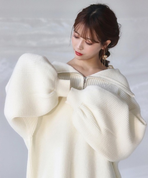 mellowneon（メロウネオン）の「2wayジッパーボリュームニット（ニット/セーター・レディース・ブルー/ピンク/アイボリー・FREE）」の18枚目の写真