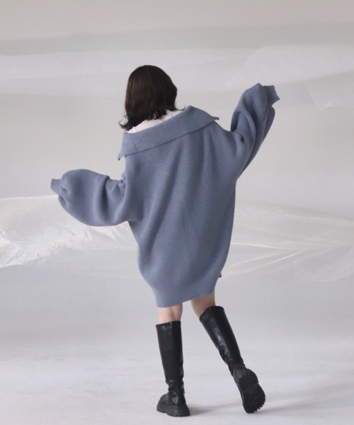 mellowneon（メロウネオン）の「2wayジッパーボリュームニット（ニット/セーター・レディース・ブルー/ピンク/アイボリー・FREE）」の6枚目の写真