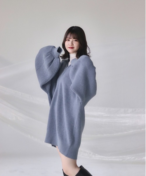 mellowneon（メロウネオン）の「2wayジッパーボリュームニット（ニット/セーター・レディース・ブルー/ピンク/アイボリー・FREE）」の11枚目の写真