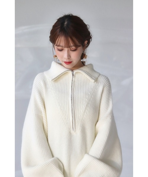 mellowneon（メロウネオン）の「2wayジッパーボリュームニット（ニット/セーター・レディース・ブルー/ピンク/アイボリー・FREE）」の16枚目の写真