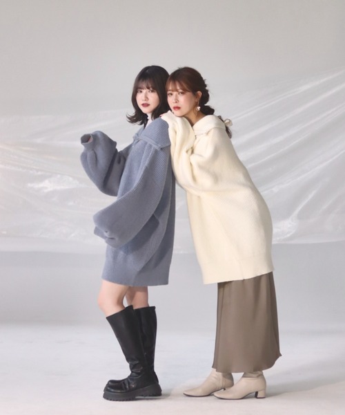 mellowneon（メロウネオン）の「2wayジッパーボリュームニット（ニット/セーター・レディース・ブルー/ピンク/アイボリー・FREE）」の22枚目の写真