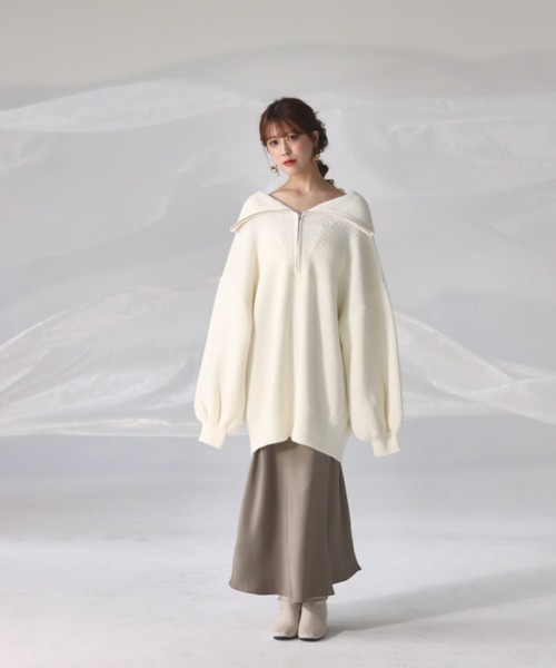 mellowneon（メロウネオン）の「2wayジッパーボリュームニット（ニット/セーター・レディース・ブルー/ピンク/アイボリー・FREE）」の21枚目の写真