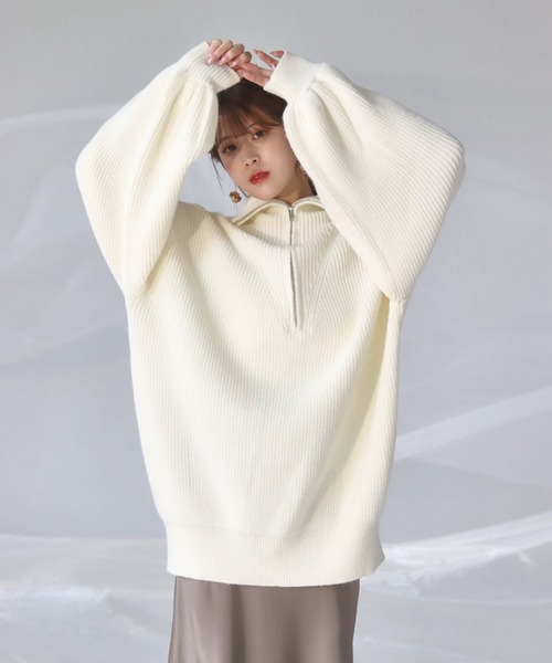 mellowneon（メロウネオン）の「2wayジッパーボリュームニット（ニット/セーター・レディース・ブルー/ピンク/アイボリー・FREE）」の15枚目の写真