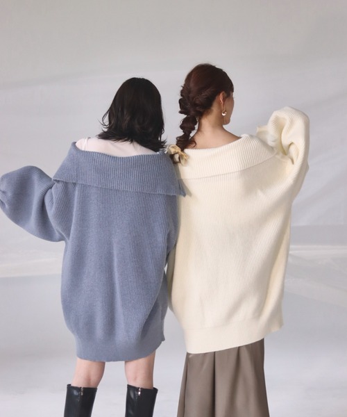 mellowneon（メロウネオン）の「2wayジッパーボリュームニット（ニット/セーター・レディース・ブルー/ピンク/アイボリー・FREE）」の13枚目の写真