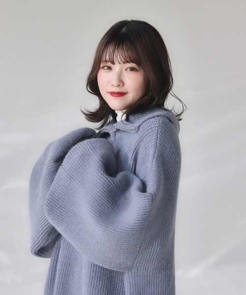 mellowneon（メロウネオン）の「2wayジッパーボリュームニット（ニット/セーター・レディース・ブルー/ピンク/アイボリー・FREE）」の10枚目の写真