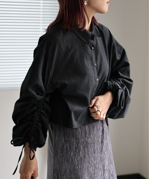 ap retro(アプレトロ)の「長袖シャーリングシャツ(シャツ/ブラウス・レディース・ブルー/ベージュ系その他/グレイッシュベージュ/ブラック・FREE)」の12枚目の写真