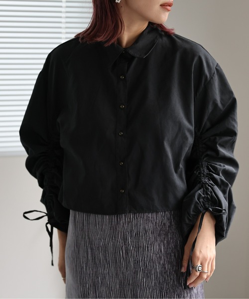 ap retro(アプレトロ)の「長袖シャーリングシャツ(シャツ/ブラウス・レディース・ブルー/ベージュ系その他/グレイッシュベージュ/ブラック・FREE)」の14枚目の写真