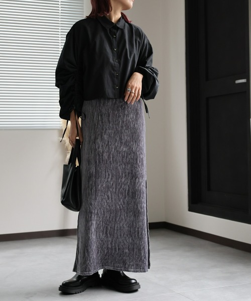ap retro(アプレトロ)の「長袖シャーリングシャツ(シャツ/ブラウス・レディース・ブルー/ベージュ系その他/グレイッシュベージュ/ブラック・FREE)」の15枚目の写真