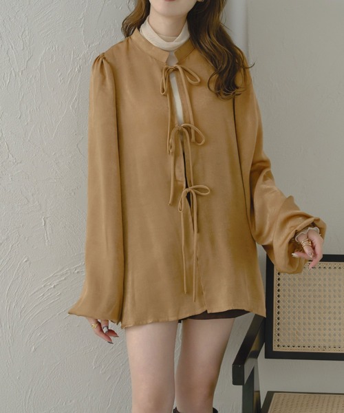 Ambre Neige(アンブルネージュ)の「【前後2WAY】ヴィンテージサテンブラウス/WEB/EC限定商品(シャツ/ブラウス・レディース・ピンク/ライトブラウン/アイボリー・FREE)」の1枚目の写真