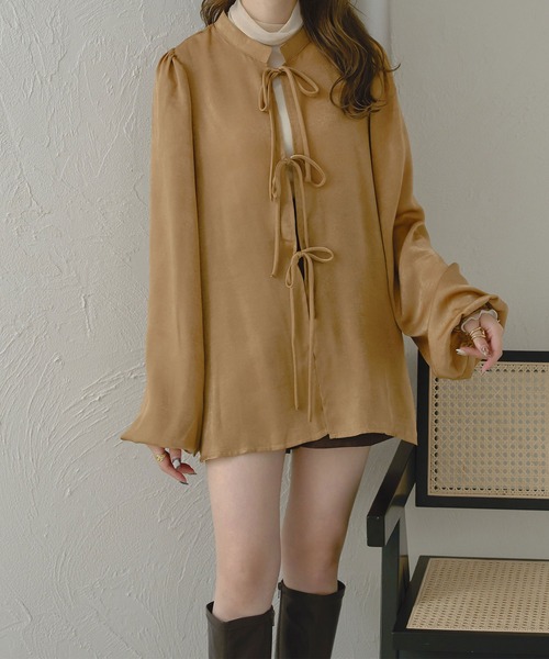 Ambre Neige(アンブルネージュ)の「【前後2WAY】ヴィンテージサテンブラウス/WEB/EC限定商品(シャツ/ブラウス・レディース・ピンク/ライトブラウン/アイボリー・FREE)」の12枚目の写真