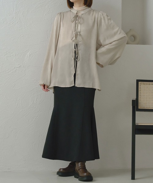 Ambre Neige(アンブルネージュ)の「【前後2WAY】ヴィンテージサテンブラウス/WEB/EC限定商品(シャツ/ブラウス・レディース・ピンク/ライトブラウン/アイボリー・FREE)」の8枚目の写真