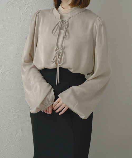 Ambre Neige(アンブルネージュ)の「【前後2WAY】ヴィンテージサテンブラウス/WEB/EC限定商品(シャツ/ブラウス・レディース・ピンク/ライトブラウン/アイボリー・FREE)」の7枚目の写真