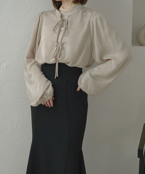 Ambre Neige(アンブルネージュ)の「【前後2WAY】ヴィンテージサテンブラウス/WEB/EC限定商品(シャツ/ブラウス・レディース・ピンク/ライトブラウン/アイボリー・FREE)」の6枚目の写真
