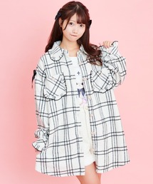 レースアップチェック柄CPOシャツ