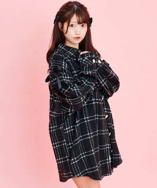 Secret Honey(シークレットハニー)の「レースアップチェック柄CPOシャツ(その他アウター・レディース・グレー/オフホワイト/ブラック・MEDIUM)」の5枚目の写真