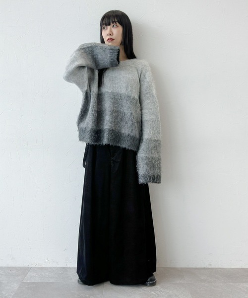 niko and...（ニコアンド）の「[MODE NORM CORE(モードノームコア)]グラデーションシャギーニット（ニット/セーター・レディース・パープル/グレー/ブルー・FREE）」の4枚目の写真