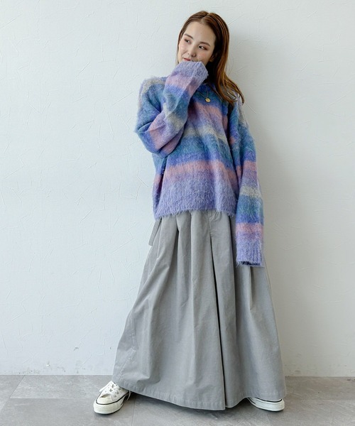 niko and...（ニコアンド）の「[MODE NORM CORE(モードノームコア)]グラデーションシャギーニット（ニット/セーター・レディース・パープル/グレー/ブルー・FREE）」の13枚目の写真