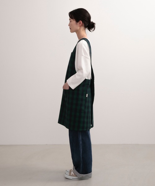 COCO WALK（ココウォーク）の「COCOWALK:バッククロスエプロン(ギンガムチェック)（エプロン・レディース・グリーン・FREE）」の4枚目の写真