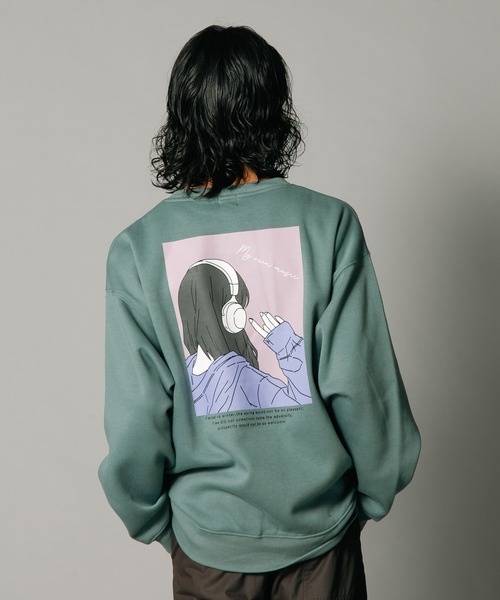 【美品】ドゥーズィエムクラス オーバーサイズスウェット バックプリント コットン セール】【スペースグラム】ガールイラスト バックプリント ワン