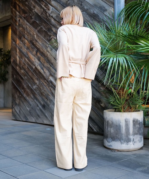 roial(ロイアル)の「WOVEN/ROIAL(ロイアル)ワイドバギーシルエットウエストゴムカラーパンツ(その他パンツ・レディース・ナチュラル/オレンジ/グリーン・MEDIUM/SMALL)」の7枚目の写真