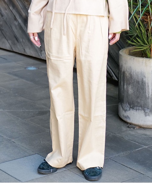 roial(ロイアル)の「WOVEN/ROIAL(ロイアル)ワイドバギーシルエットウエストゴムカラーパンツ(その他パンツ・レディース・ナチュラル/オレンジ/グリーン・MEDIUM/SMALL)」の6枚目の写真