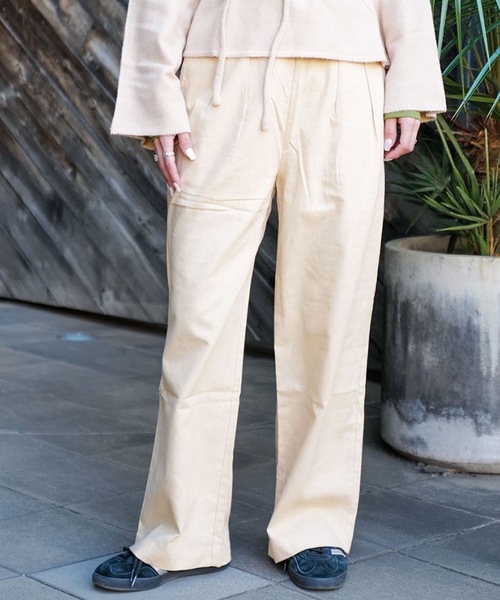 roial(ロイアル)の「WOVEN/ROIAL(ロイアル)ワイドバギーシルエットウエストゴムカラーパンツ(その他パンツ・レディース・ナチュラル/オレンジ/グリーン・MEDIUM/SMALL)」の5枚目の写真