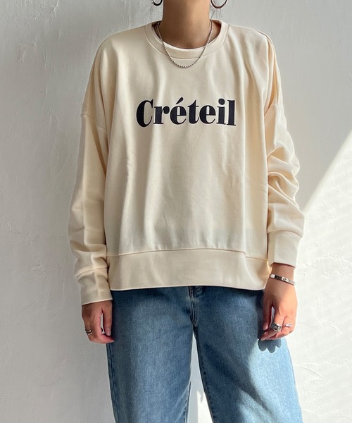 LBC（エルビーシー）の「裏毛ゆるプルオーバー（スウェット・レディース・オフホワイト/チャコールグレー/パープル・M）」の2枚目の写真