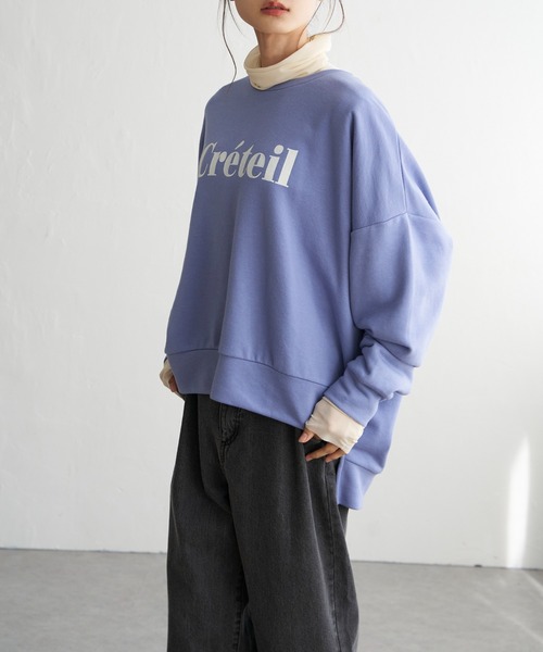 LBC（エルビーシー）の「裏毛ゆるプルオーバー（スウェット・レディース・オフホワイト/チャコールグレー/パープル・M）」の6枚目の写真