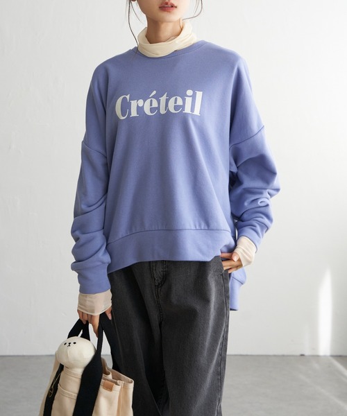 LBC（エルビーシー）の「裏毛ゆるプルオーバー（スウェット・レディース・オフホワイト/チャコールグレー/パープル・M）」の5枚目の写真