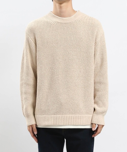 GLOBAL WORK Smile Seed Store（グローバルワーク スマイルシードストア）の「モールニットレイヤード/973826（ニット/セーター・メンズ・ネイビー/ブルー系その他4/アイボリー・LARGE/X-LARGE/SMALL/MEDIUM）」の8枚目の写真