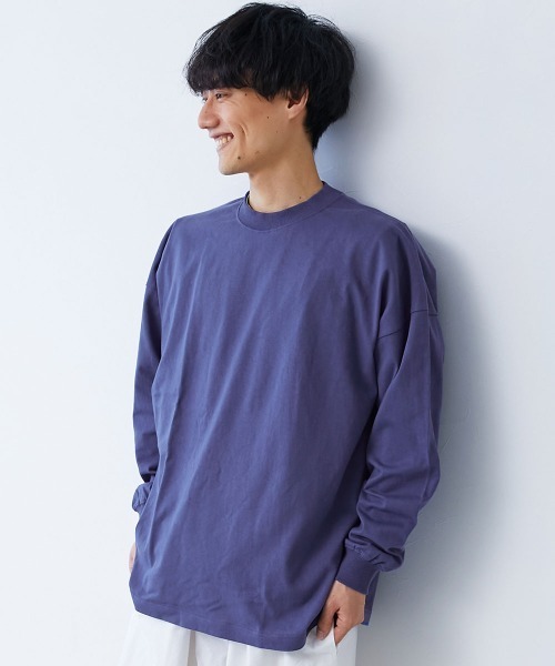 devirock（デビロック）の「綿100% お洗濯してもよれにくい ビッグシルエット 袖リブ 大人 長袖Tシャツ（Tシャツ/カットソー・レディース・ブルー系2/バイオレット/オートミール/イエロー/レッド系1/パープル系5/グレー/ダークグリーン/オレンジ系2/アイボリー/ホワイト/ライトグリーン/ブルー系6/グレイッシュブルー/グレー系/ピンク系6/ブラック/パープル系/グリーン系1/ピンク系1/イエロー系3/ブルー系3/ボルドー/ベージュ系その他/ブルー系4/ブラック系その他/ピンク系2/ブルー系5・LL/M/L）」の15枚目の写真