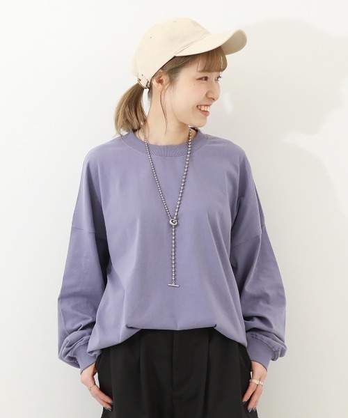 devirock（デビロック）の「綿100% お洗濯してもよれにくい ビッグシルエット 袖リブ 大人 長袖Tシャツ（Tシャツ/カットソー・レディース・ブルー系2/バイオレット/オートミール/イエロー/レッド系1/パープル系5/グレー/ダークグリーン/オレンジ系2/アイボリー/ホワイト/ライトグリーン/ブルー系6/グレイッシュブルー/グレー系/ピンク系6/ブラック/パープル系/グリーン系1/ピンク系1/イエロー系3/ブルー系3/ボルドー/ベージュ系その他/ブルー系4/ブラック系その他/ピンク系2/ブルー系5・LL/M/L）」の20枚目の写真