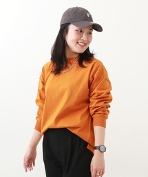 綿100% お洗濯してもよれにくい ビッグシルエット 袖リブ 大人 長袖Tシャツ
