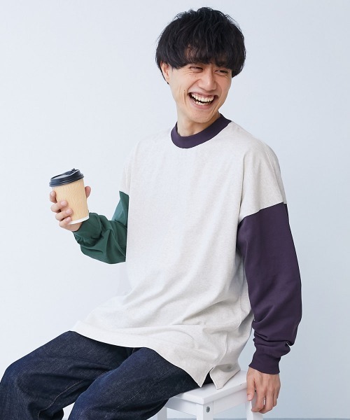 devirock（デビロック）の「綿100% お洗濯してもよれにくい ビッグシルエット 袖リブ 大人 長袖Tシャツ（Tシャツ/カットソー・レディース・ブルー系2/バイオレット/オートミール/イエロー/レッド系1/パープル系5/グレー/ダークグリーン/オレンジ系2/アイボリー/ホワイト/ライトグリーン/ブルー系6/グレイッシュブルー/グレー系/ピンク系6/ブラック/パープル系/グリーン系1/ピンク系1/イエロー系3/ブルー系3/ボルドー/ベージュ系その他/ブルー系4/ブラック系その他/ピンク系2/ブルー系5・LL/M/L）」の9枚目の写真